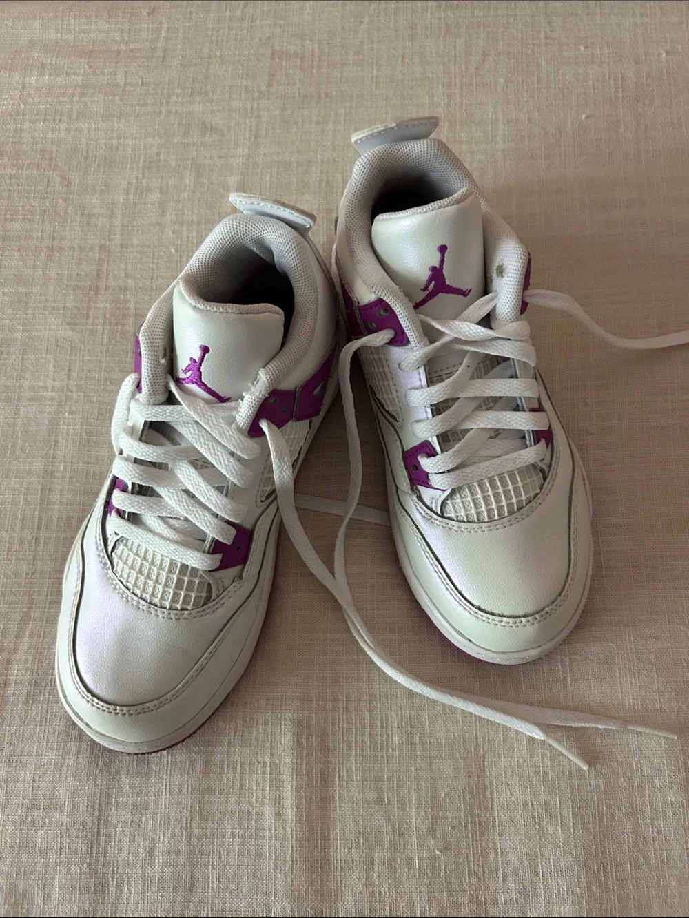 Jordan Kids White and Purple Low-Top Sneakers